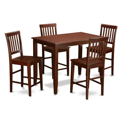 East West Furniture 5 Pc Counter Height Dining Set-high Table And 4 Dinette Chairs. In Brown