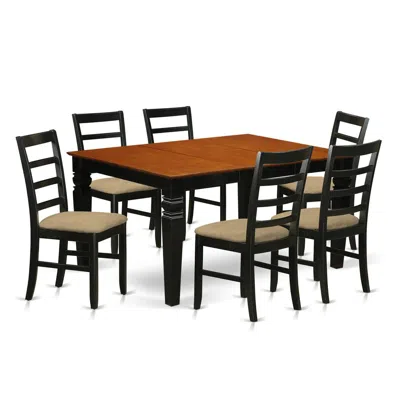 East West Furniture Wepf7-bch-c 7 Pc Dining Set With A Dining Table And 6 Kitchen Chairs In Black