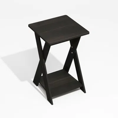 Furinno Modern Simplistic Criss-crossed End Table, Side Table, Black Espresso In Black