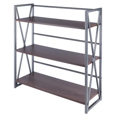 Winsome Wood Isa 3-tier Shelf, Graphite And Walnut