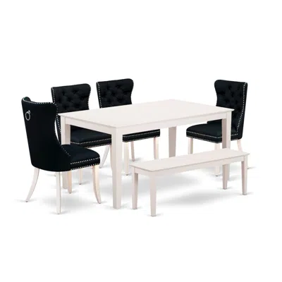 East West Furniture 6 Piece Kitchen Table Set Consists Of A Rectangle Dining Room Table In Black