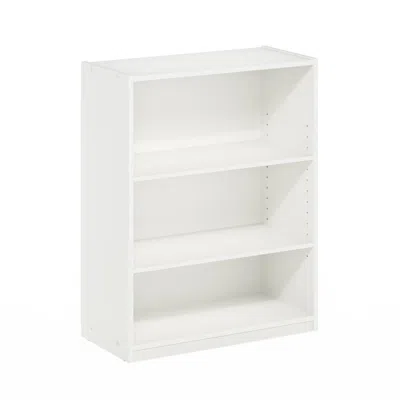 Furinno Gehry 3-tier Bookcase, Bookshelf With Adjustable Shelves, White In White