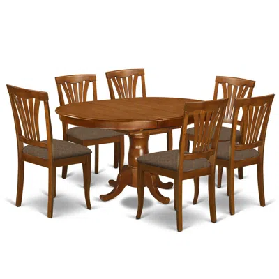 East West Furniture Poav7-sbr-c 7 Pc Dining Room Set For 6- Kitchen Dinette Table And 6 Dining Chairs In Brown