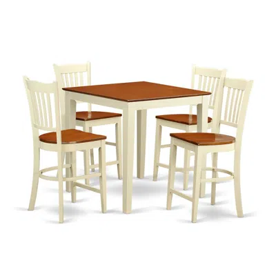 East West Furniture 5 Pc Counter Height Table And Chair Set-pub Table And 4 Counter Height Chairs In Neutral
