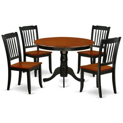 East West Furniture Dining Room Set Black & Cherry, Hlda5-bch-w In Brown