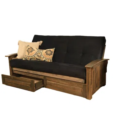 Kodiak Washington Frame-rustic Walnut Finish-suede Black Mattress-storage Drawers In Black