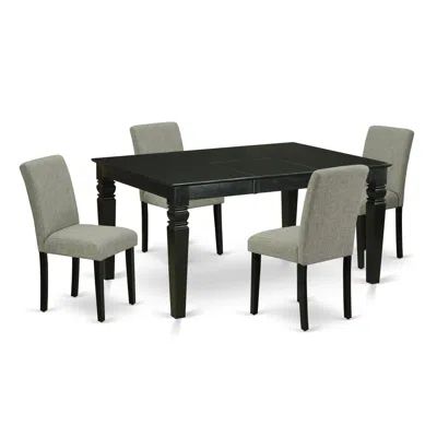 East West Furniture Dining Room Set Black, Weab5-blk-06 In Gray