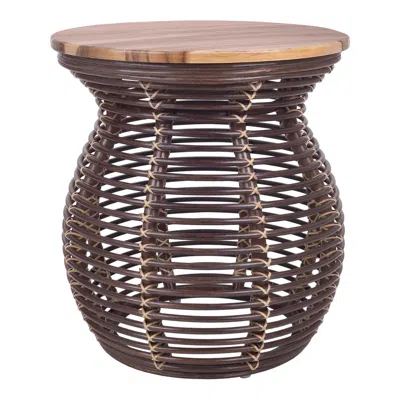 New Pacific Direct Quito Rattan Side/ End Table W/ Wood Top