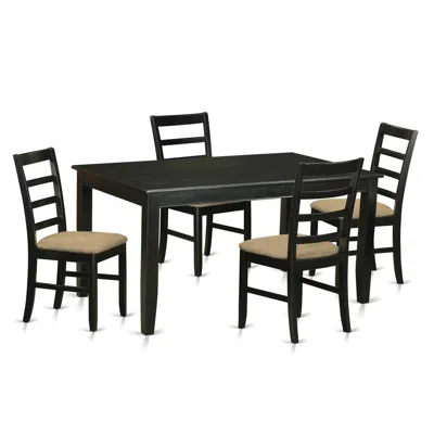 East West Furniture Dupf5-blk-c 5 Pckitchen Table Set For 4-dining Table And 4 Kitchen Dining Chairs In Multi