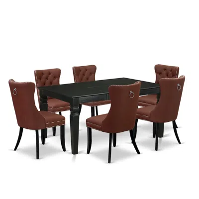 East West Furniture 7 Piece Dining Set Consists Of A Rectangle Kitchen Table With Butterfly Leaf In Burgundy