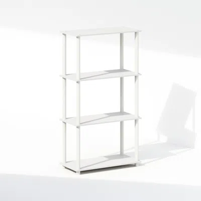 Furinno 4-tier Multipurpose Shelf Display Rack, Shelving Unit, Bookcase, White/white In White