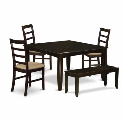 East West Furniture Parf6-cap-c 6 Pc Dining Set With Bench-table With Leaf And 4 Kitchen Dining Chairs Plus Bench.