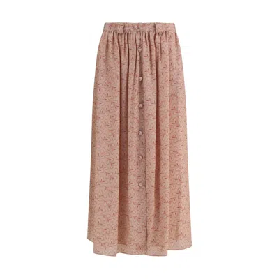 Kristina Ti Foliage-print Button-front Midi Skirt