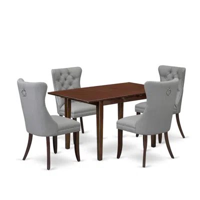 East West Furniture 5 Piece Kitchen Table Set Contains A Rectangle Dining Table With Butterfly Leaf In Gray