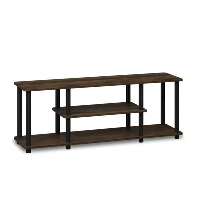 Furinno Turn-n-tube No Tools 3d 3-tier Entertainment Tv Stands, Columbia Walnut/black In Brown