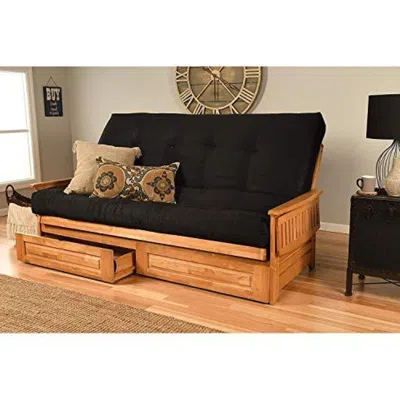 Kodiak Phoenix Frame Queen-butternut Finish-suede Black Mattress-storage Drawers In Black