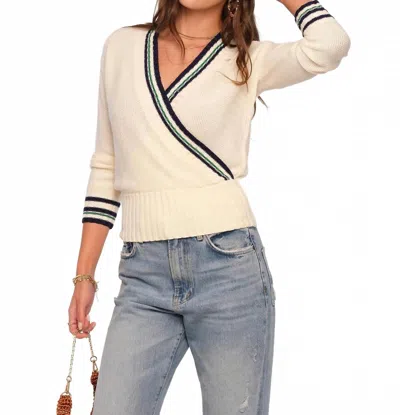Heartloom Kian Varsity Sweater In Eggshell In Neutral
