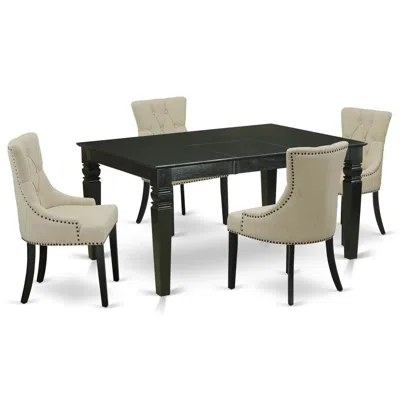 East West Furniture Dining Room Set Black, Wefr5-blk-02 In Multi