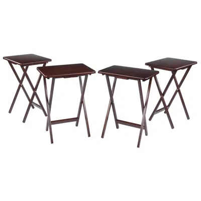 Winsome Wood Alex Set Of 4 Single Snack Tables Walnut