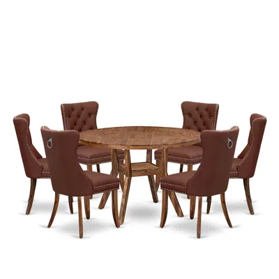Luxe By East West Furniture 7-pc Dining Room Set Include A Modern Table And 6 Burgundy Upholstered Chairs