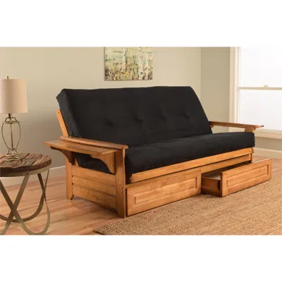 Kodiak Phoenix Frame-butternut Finish-suede Black Mattress-storage Drawers In Brown