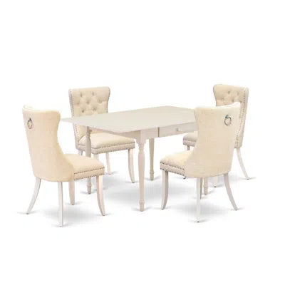 East West Furniture 5 Piece Dining Table Set Contains A Rectangle Kitchen Table With Dropleaf In Neutral