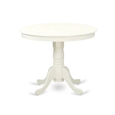 East West Furniture 5 Piece Dining Set Consists Of A Round Dining Table With Pedestal In White