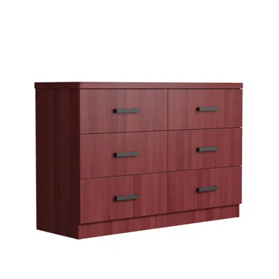 Woodpeckers Furniture And Mattress Double Dresser 6 Drawer Dd (mahogany) In Red