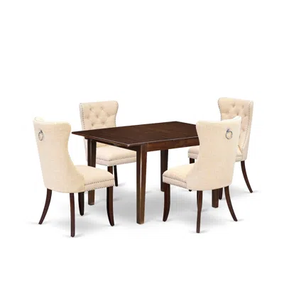 East West Furniture 5 Piece Kitchen Table Set Consists Of A Rectangle Dining Table In Neutral