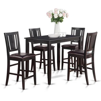 East West Furniture 5 Pc Counter Height Table Set-counter Height Table And 4 Kitchen Counter Chairs In Brown