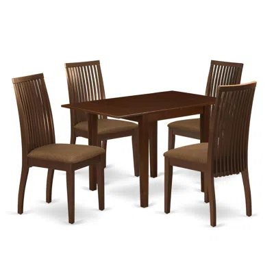 East West Furniture 5 Piece Kitchen Table & Chairs Set Includes A Rectangle Dining Room Table In Brown