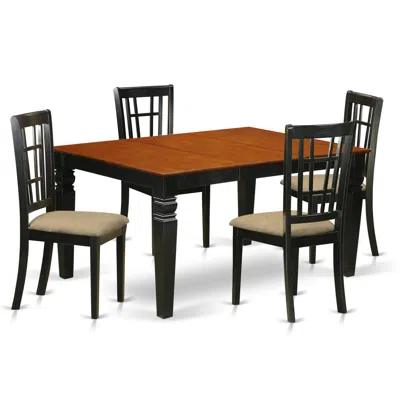 East West Furniture Weni5-bch-c 5 Pc Dinette Set With A Dining Table And 4 Linen Kitchen Chairs In Black