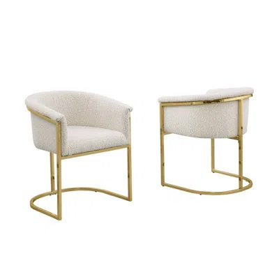 Best Quality Furniture Best Quality Teddy Boucle In Cream Side Chair - Set Of 2