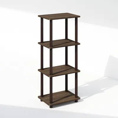 Furinno Turn-n-tube 3-tier End Table, Side Table, Walnut/brown In Brown