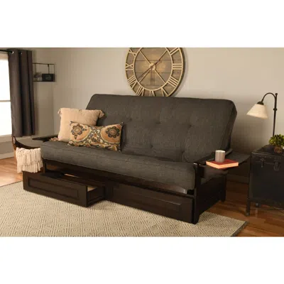 Kodiak Phoenix Frame Queen-espresso Finish-linen Charcoal Mattress-storage Drawers In Gray