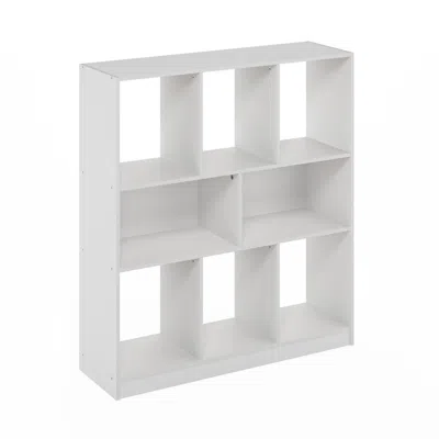 Furinno Daly 8-cube Horizontal Bookcase, Bookshelf, Storage Organizer, 35 Width, White In White