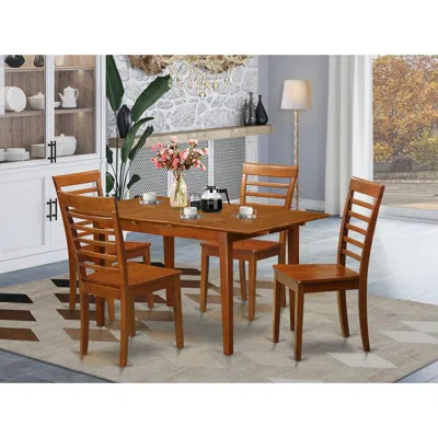East West Furniture 5 Pc Dinette Set For Small Spaces - Table And 4 Dining Chairs In Brown