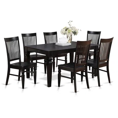 East West Furniture 7 Pc Dining Room Set For 6-dining Table And 6 Dining Chairs In Black