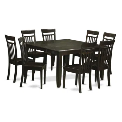 East West Furniture 9 Pc Dining Room Set Dinette Table With Leaf And 8 Dinette Chairs. In Black