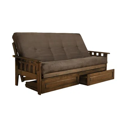 Kodiak Tucson Frame-rustic Walnut Finish-suede Gray Mattress-storage Drawers