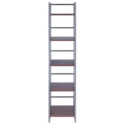 Winsome Wood Isa 5-tier Shelf, Graphite And Walnut