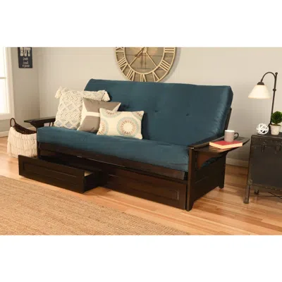 Kodiak Phoenix Frame-espresso Finish-suede Navy Mattress-storage Drawers In Blue