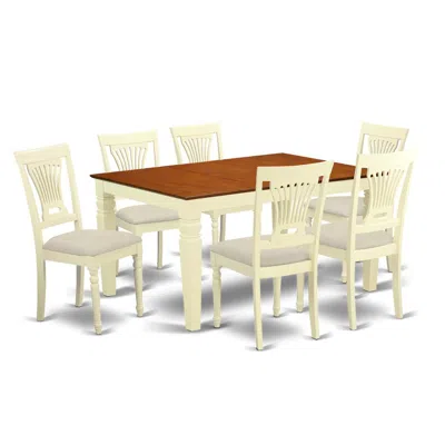 East West Furniture Wepl7-bmk-c 7 Pc Kitchen Table Set With A Dining Table And 6 Kitchen Chairs In Buttermilk And Cherry In White