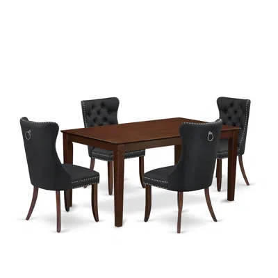 East West Furniture 5 Piece Kitchen Table Set Consists Of A Rectangle Dining Room Table In Multi