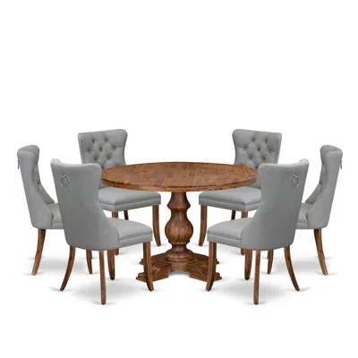 Luxe By East West Furniture 7-pc Room Table Set Include A Modern Dining Table And 6 Light Gray Parson Chairs