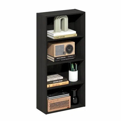 Furinno Basic 4-tier Open Shelf Bookcase, Bookshelf, Storage Organizer, 7 X 17 X 35 In Black