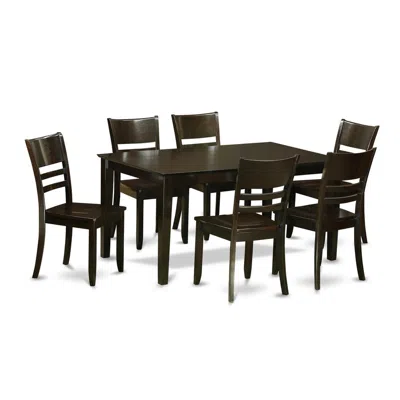 East West Furniture 7 Pc Dining Room Set For 6-dining Table And 6 Chairs In Black