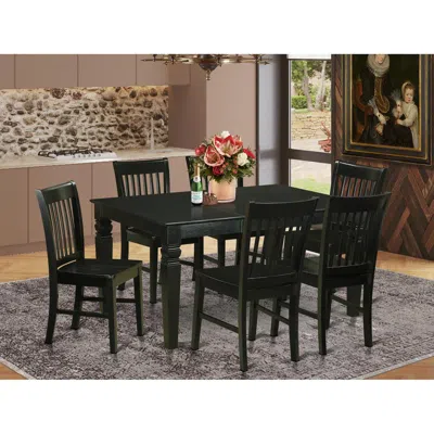 East West Furniture 7 Pc Dining Room Set -dinette Table And 6 Dining Chairs In Brown