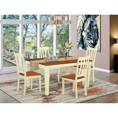 East West Furniture 5 Pc Kitchen Table Set With A Dining Table And 4 Wood Dining Chairs In Buttermilk And Cherry