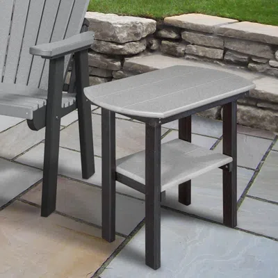 American Furniture Classics Os Home And Office Model 525lgb Oval End Table In Light Grey With A Black Base, Made In The Usa In Gray